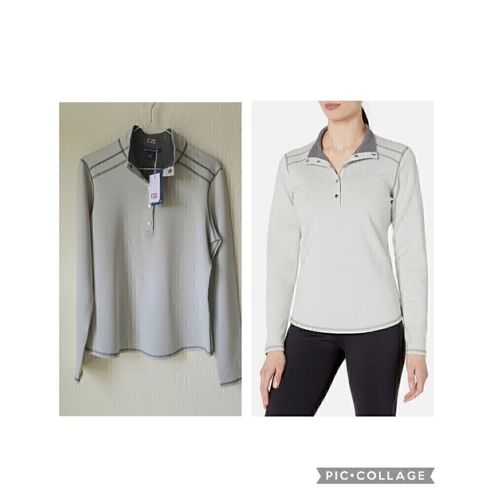 Cutter‎ Buck Women Reversible Jacket Medium Pullover 50+ UPF Stretch Logo Drytec